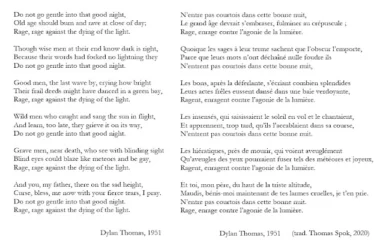 traduction du poème do not go gentle into that good night Dylan Thomas