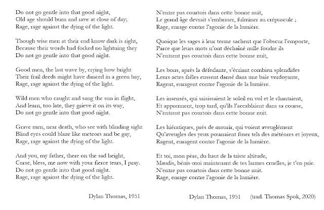 traduction du poème do not go gentle into that good night Dylan Thomas