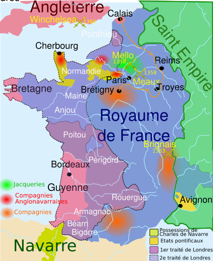 carte du royaume de France 1358