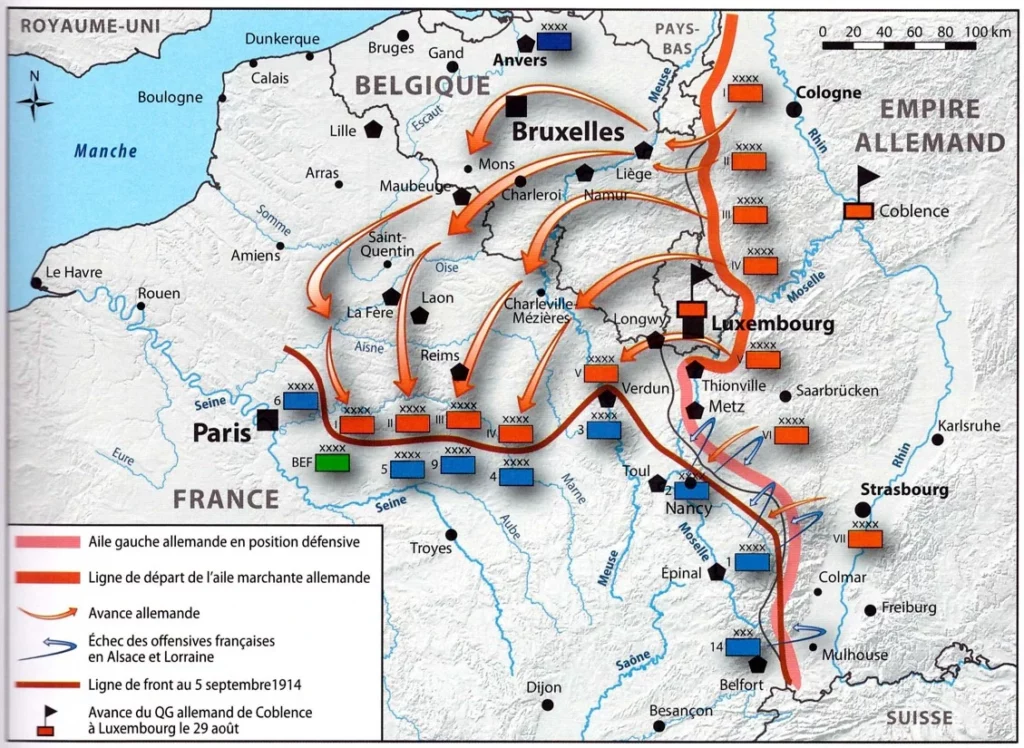 carte du front 1914