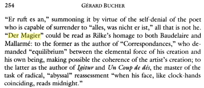 Gérard Bucher "Er ruft es an", l'influence de Baudelaire et Mallarmé sur Der Magier de Rilke